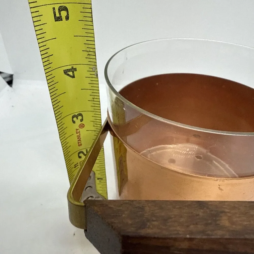Copper Glass Ice Cube Container Ice Bucket with Pliers Vintage 1960s - 1970s